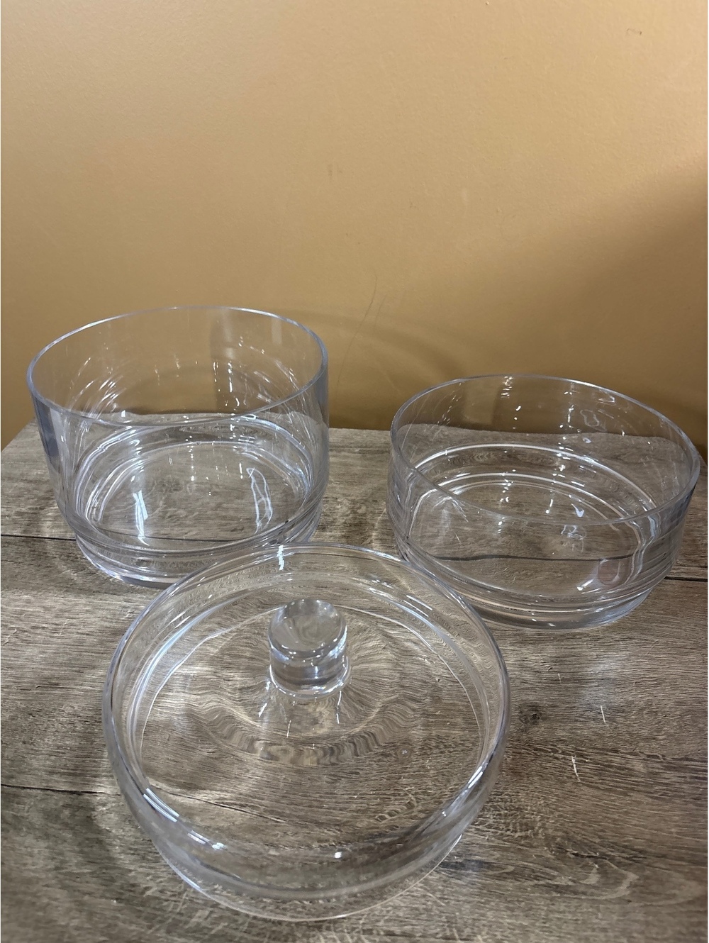 Set of 3 Clear Glass Storage Bowls with Lid